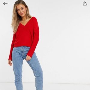 Red v neck sweater